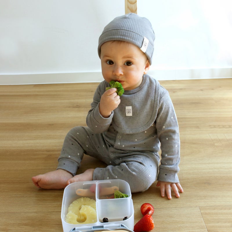 Babies Basic Ribbed Cotton Set with Sleepsuit/Romper, Cap and Bib - Image 3