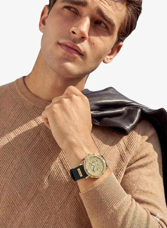 Guess  Silicone Strap with Glitz Insert Watch for Men | Best Price UAE