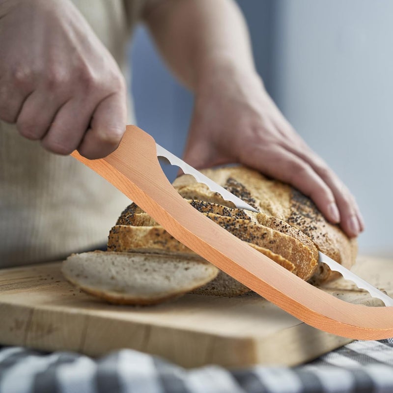 Khazna Bread Bow Knife for Homemade Bread, 15.7 Inch Stainless Steel Serrated Bread Slicer, with Wooden Handle Multi-Purpose Bread Saw Cutter for Cutting Bakery Bagel Making Tool, Ergonomic Handle - Image 2