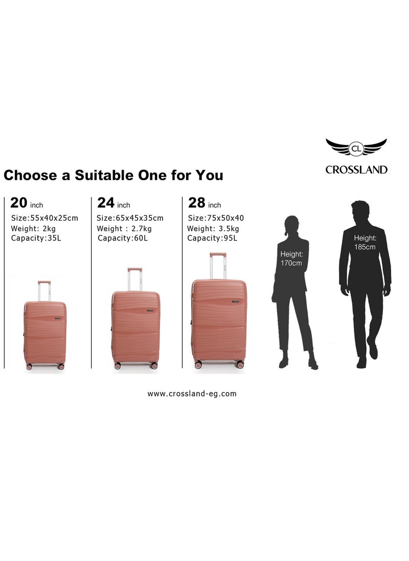 Crossland - CROSSLAND 3 Pcs.Set of Unbreakable Trolley Luggage With TSA Lock, Double Expandable Zipper and 4 Silent Move Spinners Wheels - Image 1