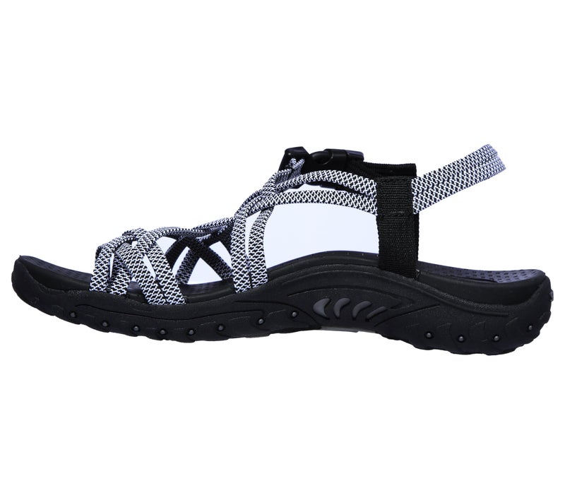 Skechers Women's REGGAE - IRIE MON -Multi strap toe thong sandal, Black/White, 9.5 - Image 2