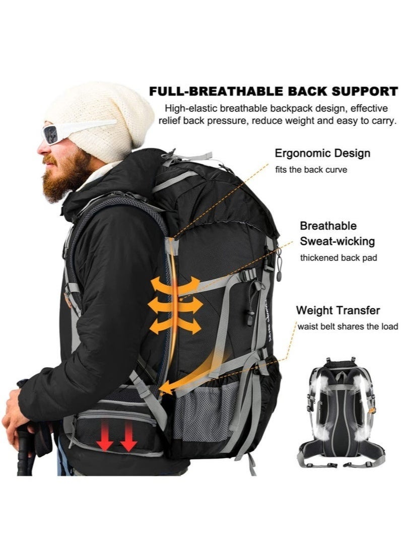 Arabest 50L Hiking Backpack Camping Bag, Outdoor Sport Travelling Backpack Foldable Lightweight Water-resistant Waterproof Large Capacity Daypack for Hiking Camping Cycling Trekking Hunting Climbing - Image 3