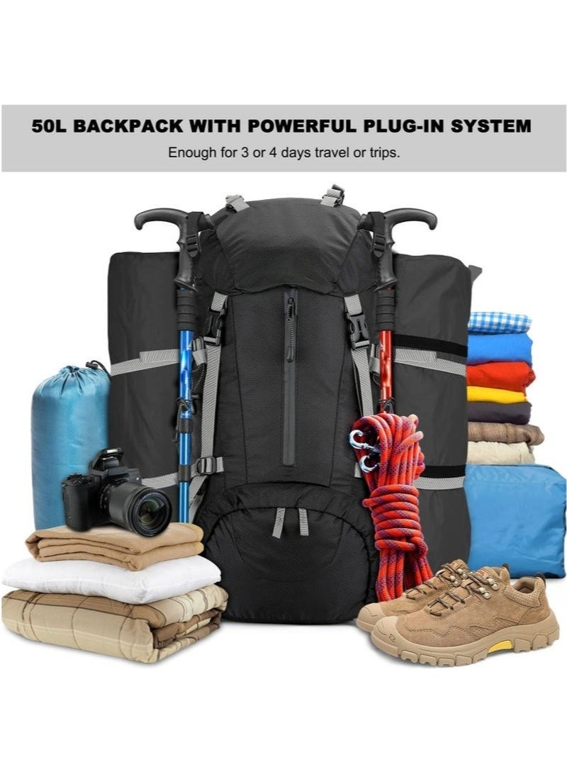 Arabest 50L Hiking Backpack Camping Bag, Outdoor Sport Travelling Backpack Foldable Lightweight Water-resistant Waterproof Large Capacity Daypack for Hiking Camping Cycling Trekking Hunting Climbing - Image 2