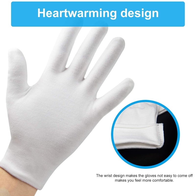 HMNYSOL 5Pairs10Pcs Moisturizing Gloves Overnight Cotton Gloves for Dry Hands EczemaWhite Cotton Gloves for Men and WomenWashable SPA Cotton Inspection Gloves One Size Fit Most Cloth Gloves  - Image 3