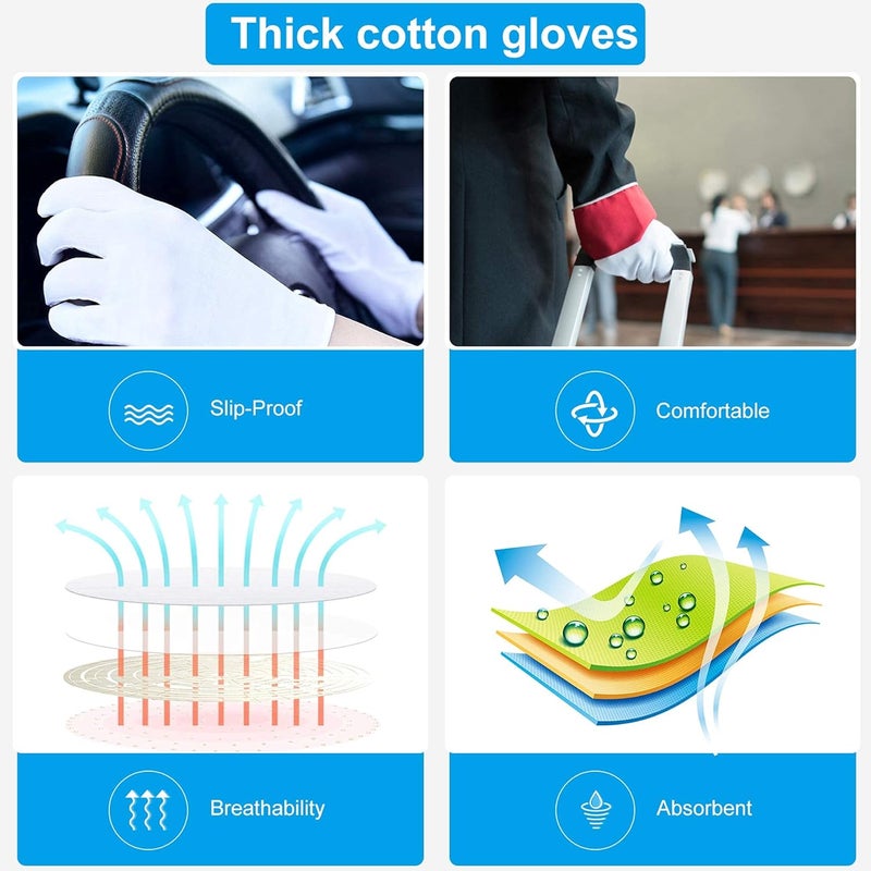 HMNYSOL 5Pairs10Pcs Moisturizing Gloves Overnight Cotton Gloves for Dry Hands EczemaWhite Cotton Gloves for Men and WomenWashable SPA Cotton Inspection Gloves One Size Fit Most Cloth Gloves  - Image 5