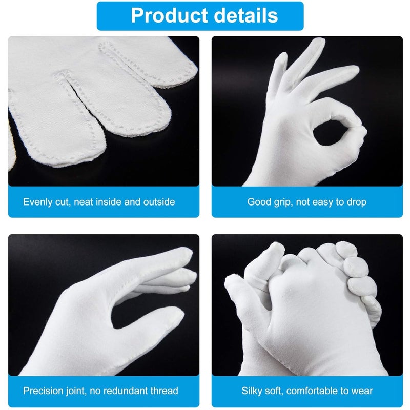 HMNYSOL 5Pairs10Pcs Moisturizing Gloves Overnight Cotton Gloves for Dry Hands EczemaWhite Cotton Gloves for Men and WomenWashable SPA Cotton Inspection Gloves One Size Fit Most Cloth Gloves  - Image 4