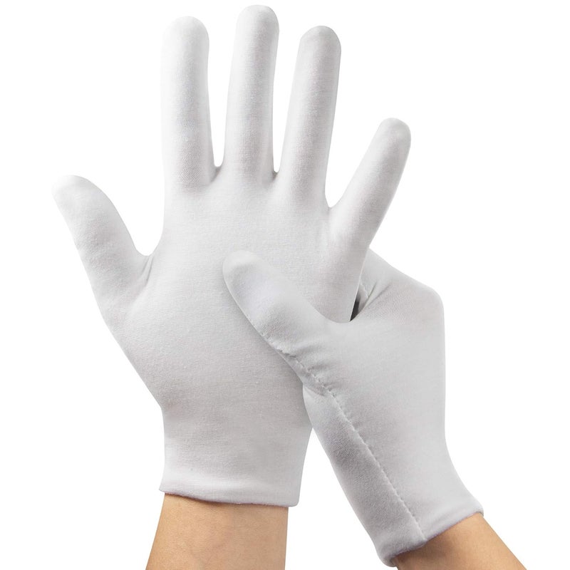 HMNYSOL 5Pairs10Pcs Moisturizing Gloves Overnight Cotton Gloves for Dry Hands EczemaWhite Cotton Gloves for Men and WomenWashable SPA Cotton Inspection Gloves One Size Fit Most Cloth Gloves  - Image 1