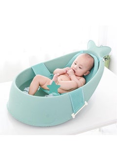 BLOOMING TIME Whale Baby Bathtub With Drain Hole, Shower Basin, Green  - Image 2