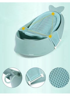 BLOOMING TIME Whale Baby Bathtub With Drain Hole, Shower Basin, Green  - Image 3