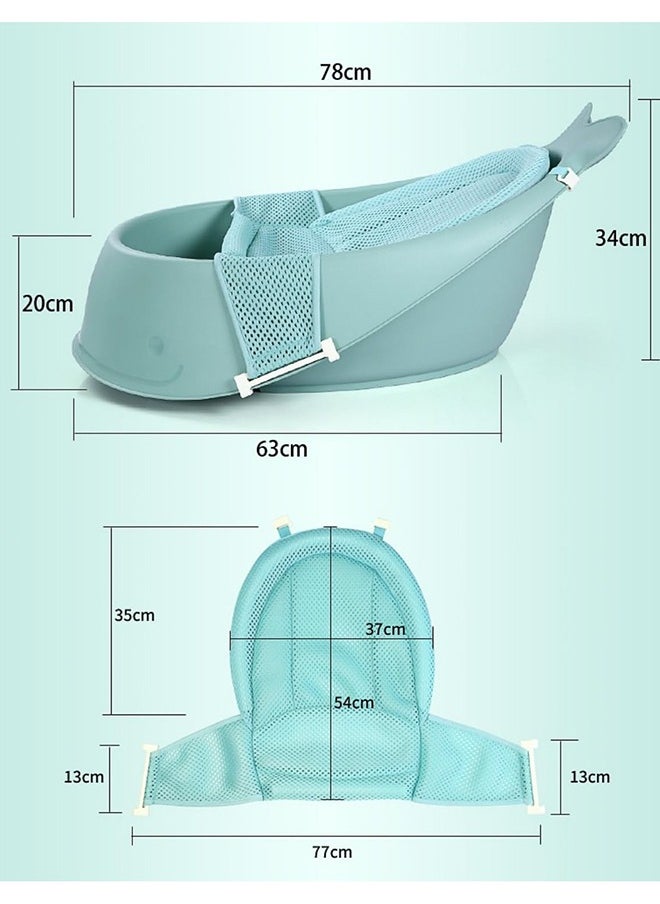 BLOOMING TIME - Whale Baby Bathtub With Drain Hole, Shower Basin, Green - Image 1