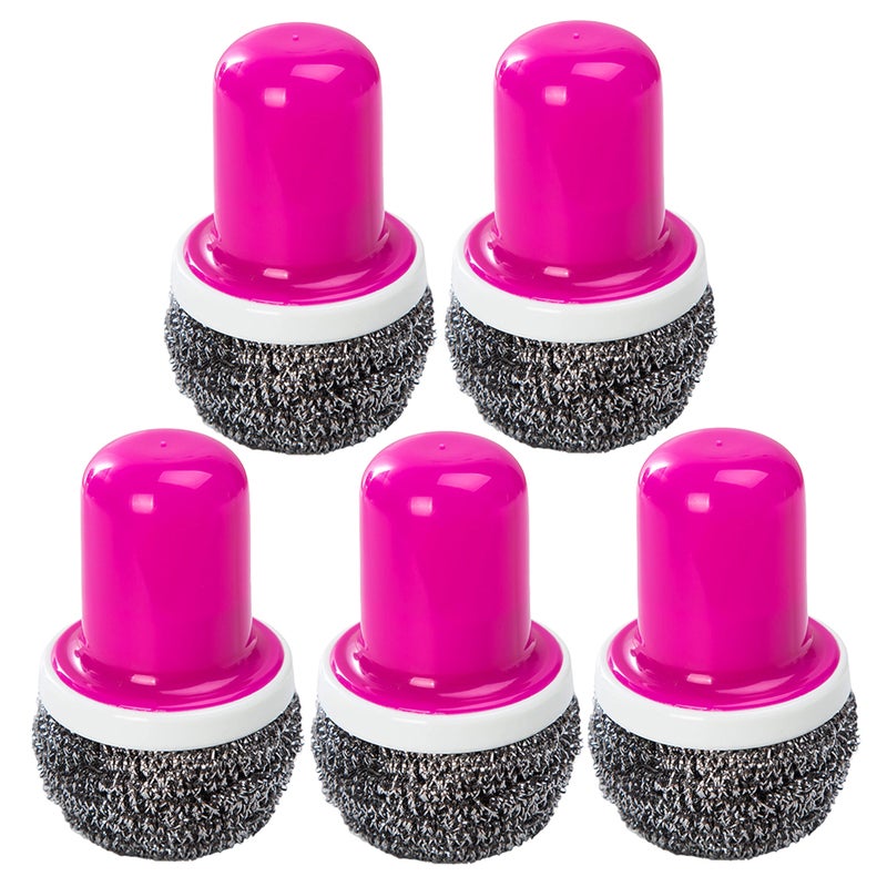 10 PCS Stainless Steel Wire Brush with Handle Pot Pan Dish Washing Brush Multifunctional Cleaning Tool for Kitchen Home Restaurant (Rosy) - Image 2