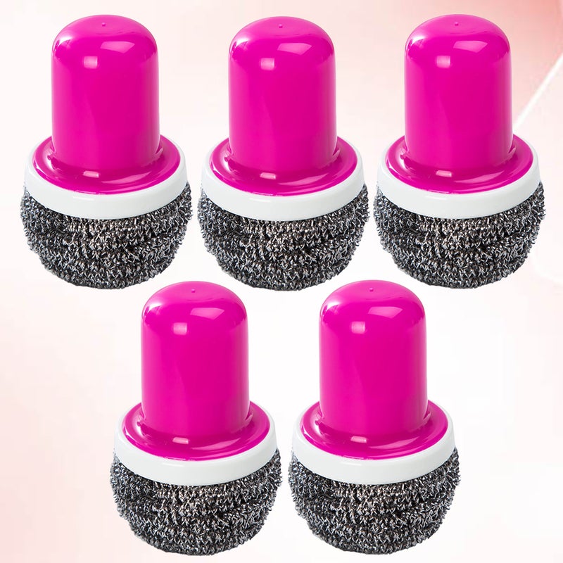 10 PCS Stainless Steel Wire Brush with Handle Pot Pan Dish Washing Brush Multifunctional Cleaning Tool for Kitchen Home Restaurant (Rosy) - Image 1