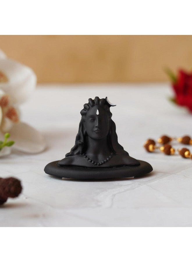 Webelkart Premium Polyresin Adiyogi Shiva Statue for Home and Car Dashboard - Adiyogi Showpiece for Home/Pooja/Office Decor (Self Adhesive, Black, 2.5 in) - Image 1