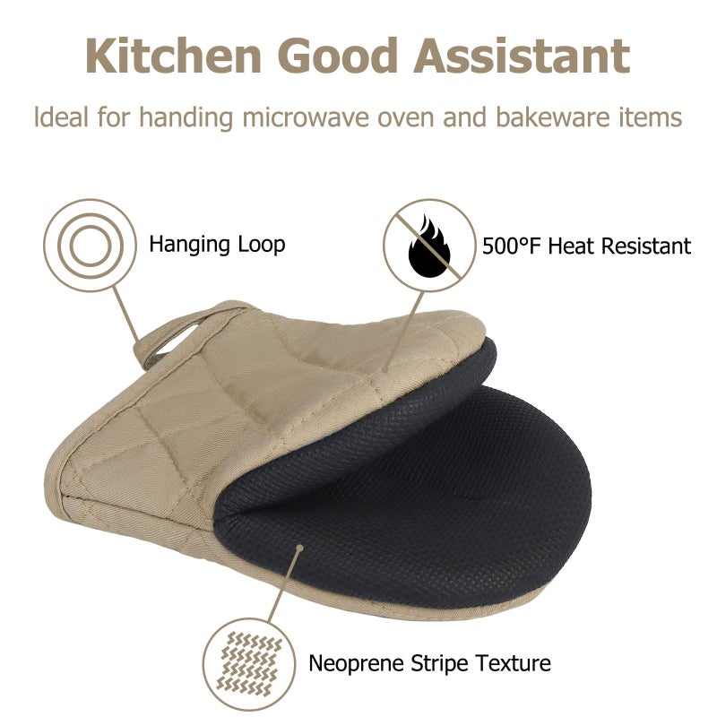 Goldmeet Oven Mitts and Pot Holders Set  Pack of 4  Heat Resistant Silicone Kitchen Mini Oven Mittens for 500 Degrees  Mini Oven Gloves and Hot Pads for Baking Grilling Barbecue Microwave Machine Washable - Image 2