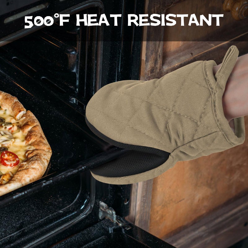 Goldmeet Oven Mitts and Pot Holders Set  Pack of 4  Heat Resistant Silicone Kitchen Mini Oven Mittens for 500 Degrees  Mini Oven Gloves and Hot Pads for Baking Grilling Barbecue Microwave Machine Washable - Image 4