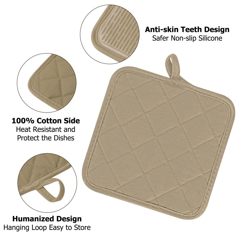 Goldmeet Oven Mitts and Pot Holders Set  Pack of 4  Heat Resistant Silicone Kitchen Mini Oven Mittens for 500 Degrees  Mini Oven Gloves and Hot Pads for Baking Grilling Barbecue Microwave Machine Washable - Image 3
