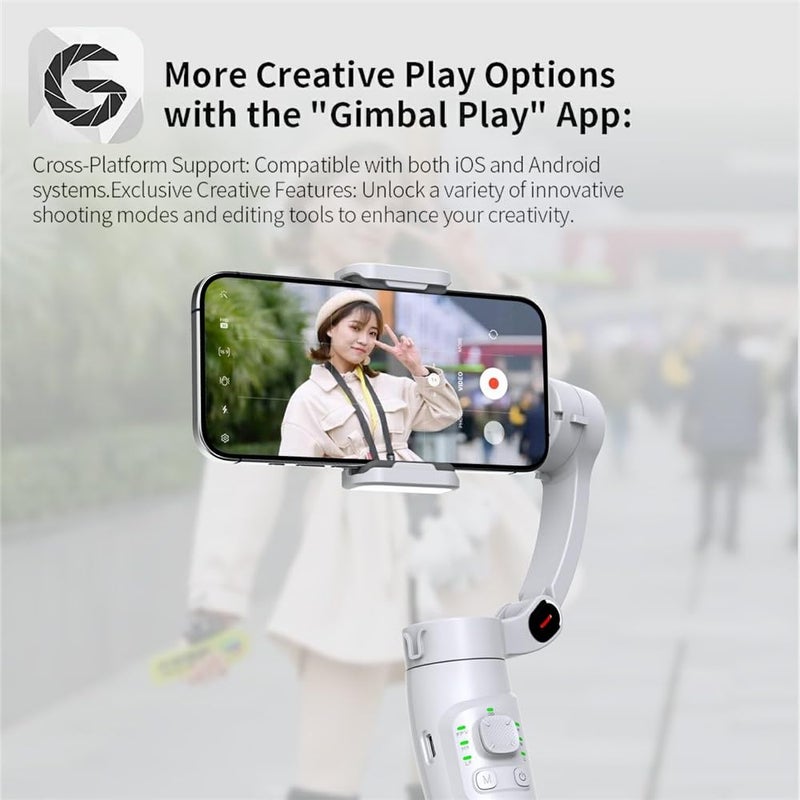 Wefly M1 Anti Shake Foldable 3 Axis Smartphone Gimbal Stabilizer Support Face Tracking Time Lapse Photograhy, with App Advanced Gyroscope, Object Tracking, gimbal for phone, mobile gimbal 360 rotation - Image 3