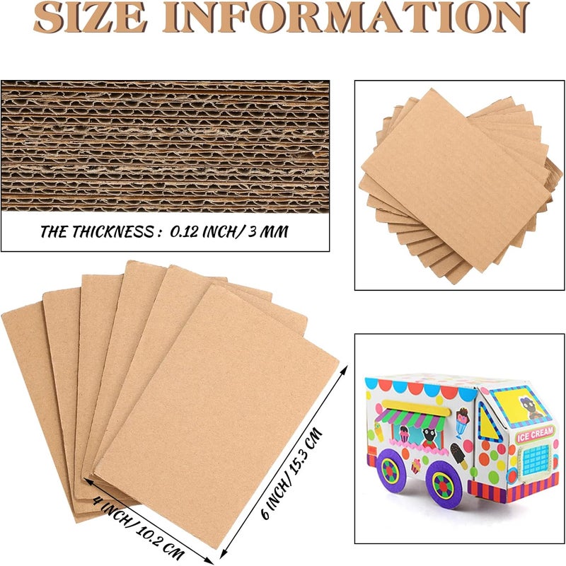 Zonon Corrugated Flat Cardboard Inserts Sheets Squares Separators for Art Projects DIY Crafts Supplies, Brown, 50 Pack (4 x 6 Inch) - Image 3