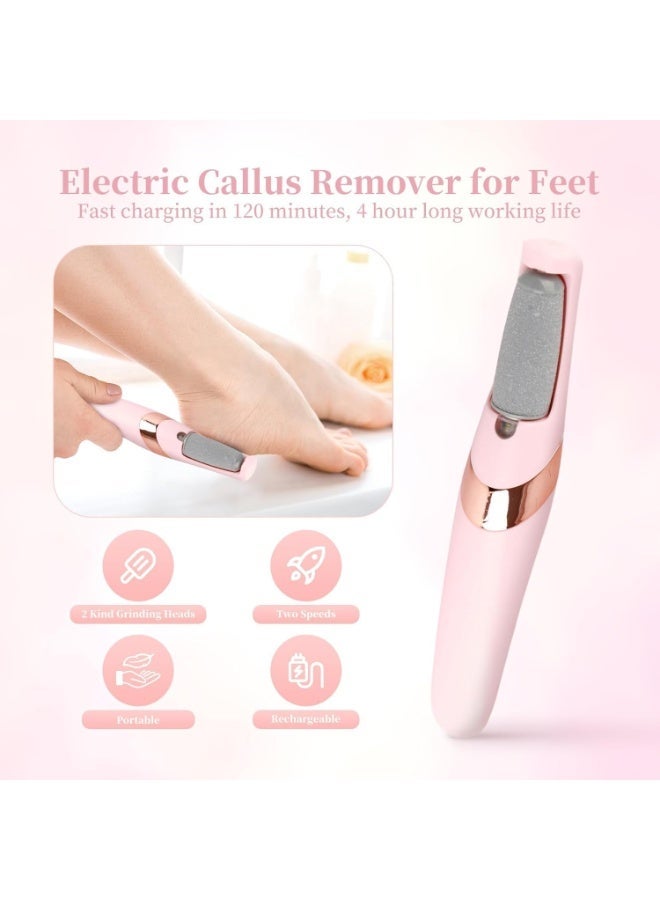 جهاز تقشير القدم إلكتروني لاسلكي قابل لإعادة الاستخدام – إزالة الكالس وتنعيم القدمين – رأسين أسطوانيين وإعداد سرعة مزدوجة – تصميم مريح للاستخدام المنزلي - Image 2