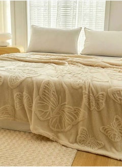 LUNA Home 3D Imitation Butterfly Fleece Soft Blanket, Ivory color.  - Image 3