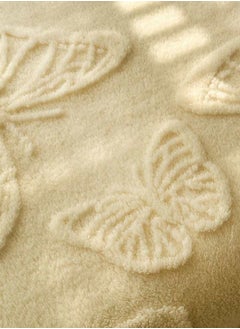 LUNA Home 3D Imitation Butterfly Fleece Soft Blanket, Ivory color.  - Image 4