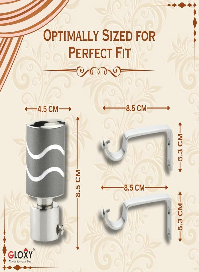GLOXY Stainless Steel Curtain Bracket with Support 1 Inch Rod Pocket Finials Rod Support Fittings, Curtain Rod Holder (6 Pair Grey) - Durable Window Decor Solution for Elegant Home Interiors - Image 3