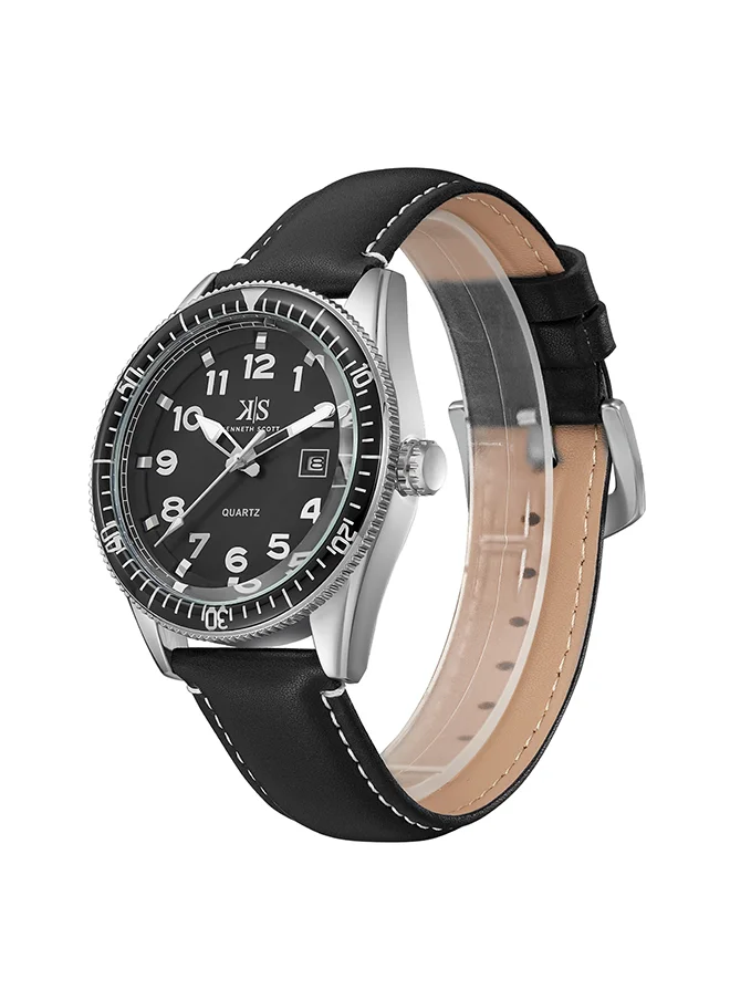 KENNETH SCOTT Kenneth Scott Men's Black  Dial Analog Watch - K23028-SLBB
