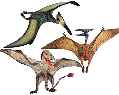Gemini&Genius 3pcs Pterodactyl Action Figures Realistic Flying Dinosaur Pteranodon Dino Toys Pterosaur Model Toys Cake Toppers Set for Kids - Image 1