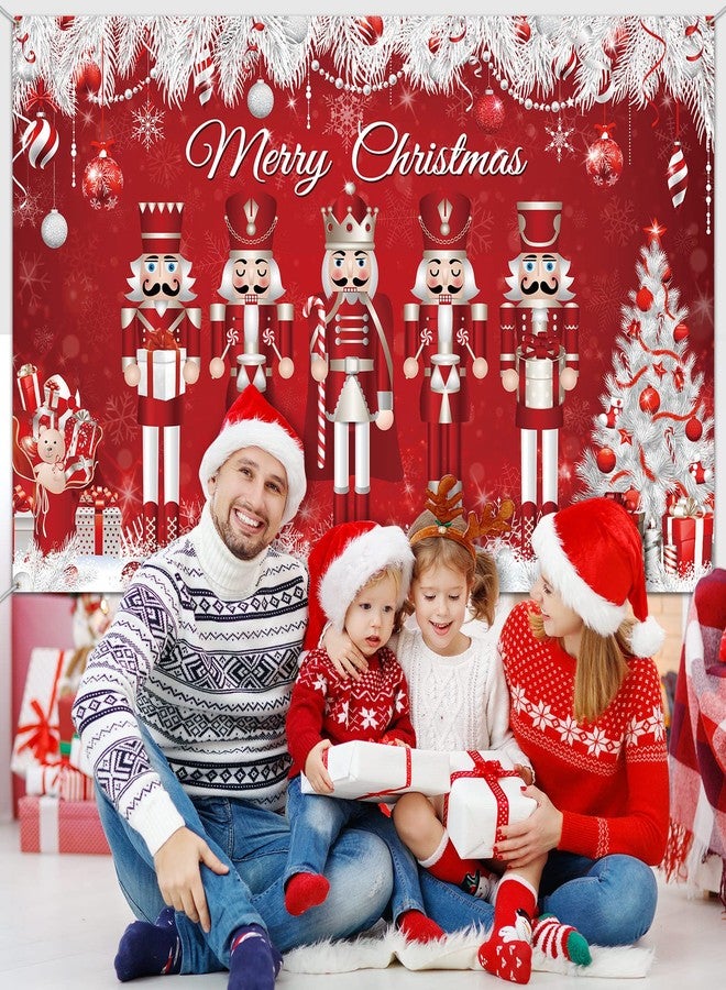 Tiamon Christmas Party Decoration Merry Christmas Nutcracker Backdrop Banner Xmas Large Soldier Model Photo Booth Background White Red Nutcracker Decor for Christmas Winter New Year Eve Birthday Supplies - Image 4