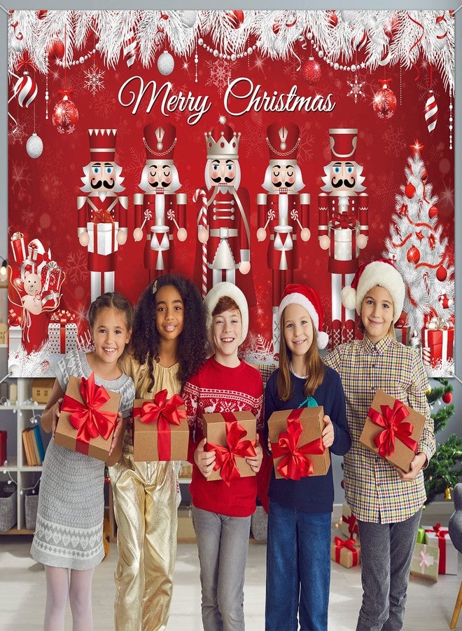 Tiamon Christmas Party Decoration Merry Christmas Nutcracker Backdrop Banner Xmas Large Soldier Model Photo Booth Background White Red Nutcracker Decor for Christmas Winter New Year Eve Birthday Supplies - Image 5