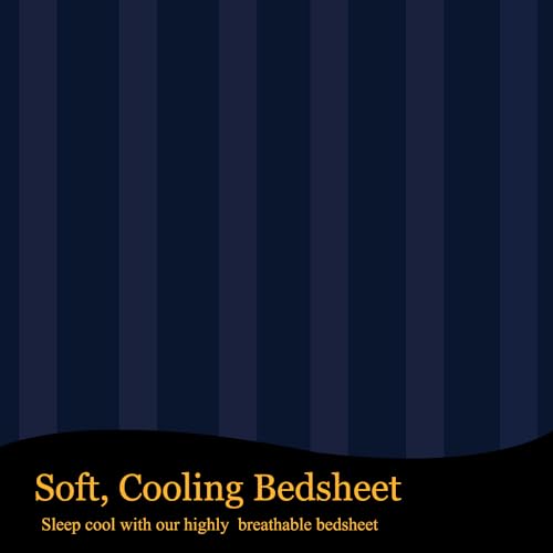 FRESH FROM LOOM Microfiber Wrinkle Resistant | Soft Skin Safe | Breathable Queen Size Flat Bedsheets | Hotel & Home | Double Bedsheet Set with 2 Pillow Covers (95x90 Inches Navy Blue) - Image 4