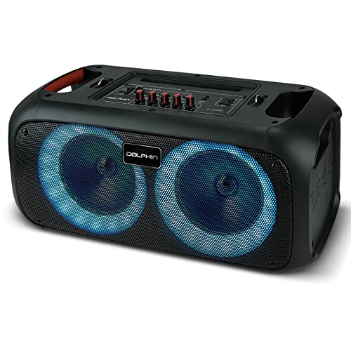 Dolphin Boombox Bluetooth Party Speaker- Portable Loud Speaker System with Dual 6.5" Woofers and 1" Tweeter, LED Light Effects, Wireless Outdoor Party Speaker with Deep Bass, Multi Input Audio System - Image 3