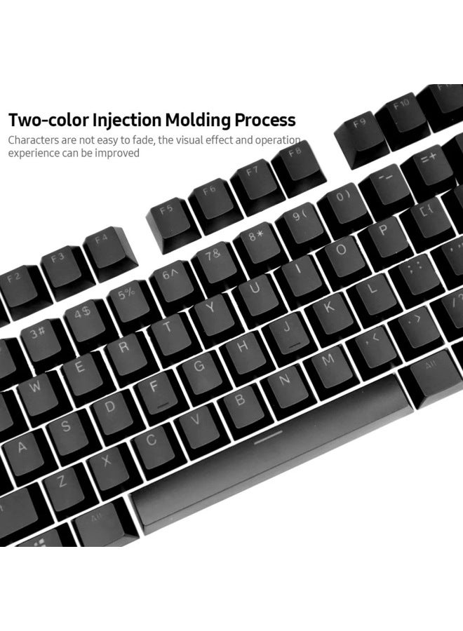 104 Key PBT Color Keyboard Cap ABS Two-color Injection Character Transparent OEM Height Mechanical Keyboard Keycap-Color:Dark Pink-PBT
