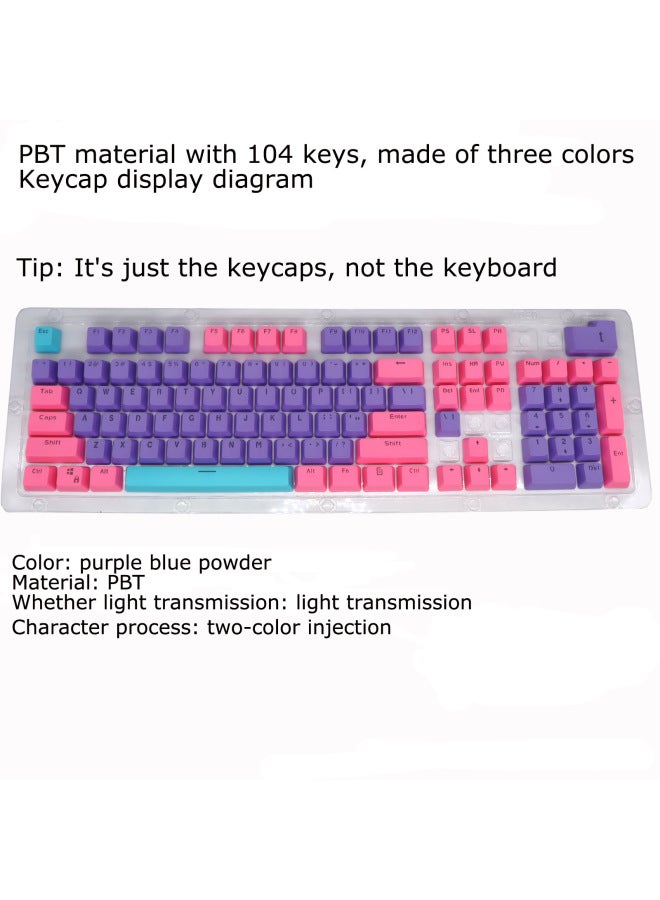 104 Key PBT Color Keyboard Cap ABS Two-color Injection Character Transparent OEM Height Mechanical Keyboard Keycap-Color:Dark Pink-PBT