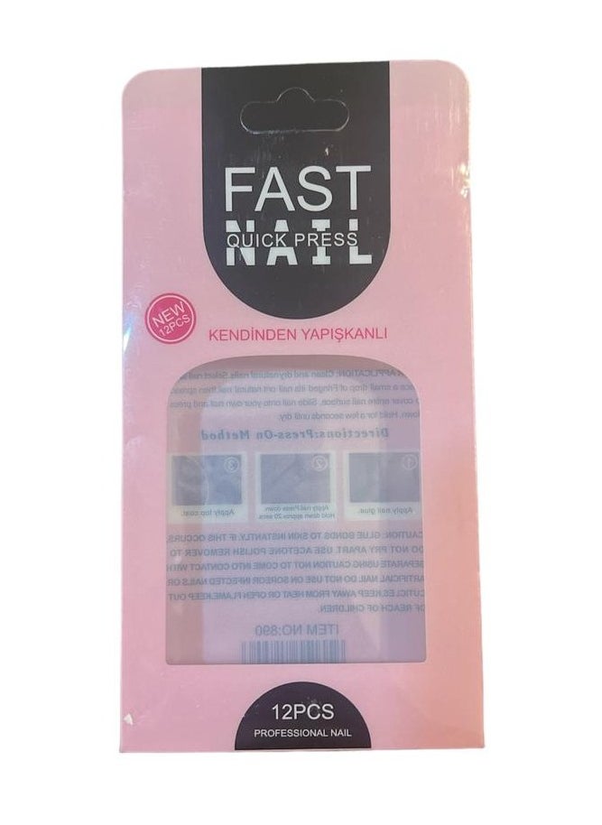 Generic - 12 pcs False Nails with 12 pcs Nail Glue - MultiColor - Image 1