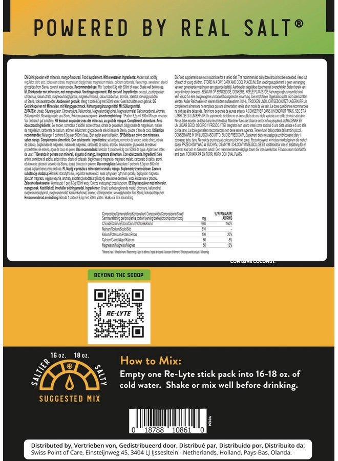 REDMOND Re-Lyte Hydratio Electrolyte Drink Powder Mix (Mango) 30 Stick Packs - Image 5