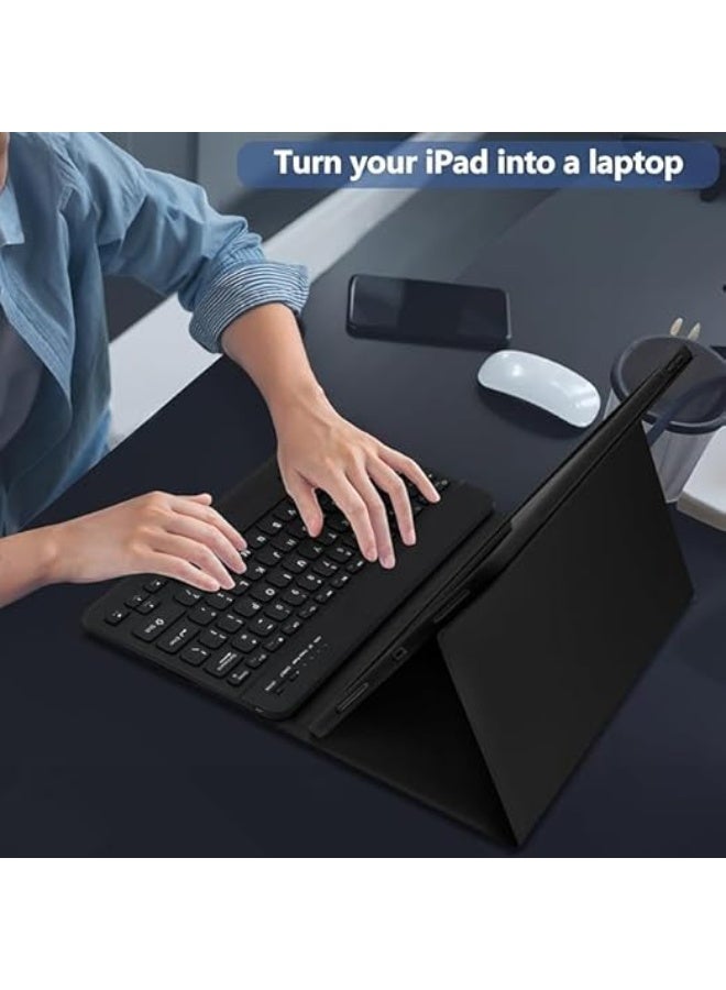 Keyboard Case  For Redmi Pad SE 11 inch 2023, Slim PU Cover with Magnetically Detachable Wireless Bluetooth Keyboard aPencil Holder Slot Designed For Redmi Pad SE 2023, Black - Image 4