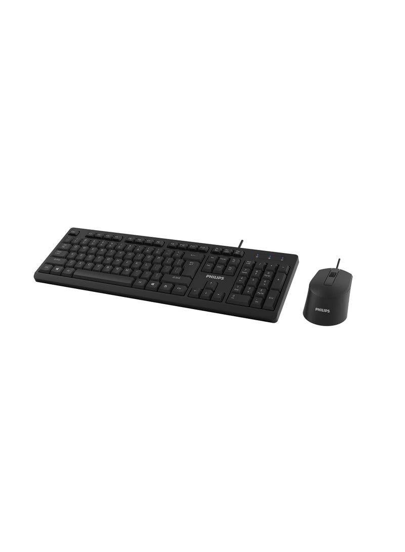 Philips SPT6234B Wire USB English & Arabic Keyboard Mouse Combo Black - Image 3