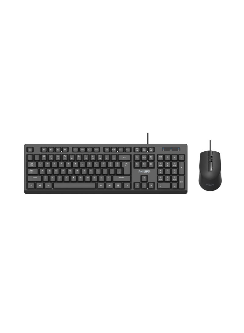 Philips SPT6234B Wire USB English & Arabic Keyboard Mouse Combo Black - Image 1