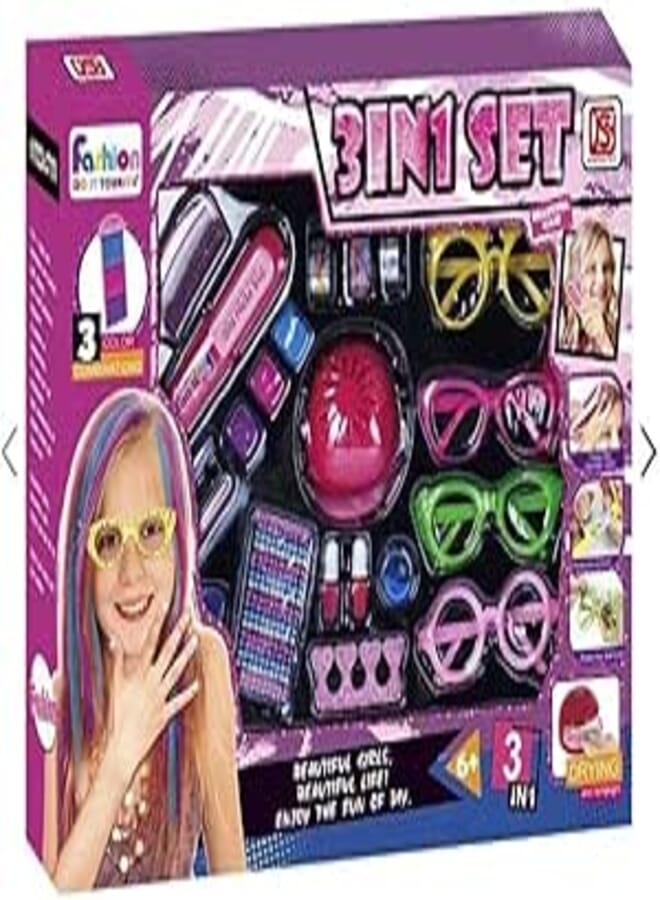 Dress Up 3-in-1 Suit for Kids (6+) - Manicure, Braided Hairstyling & Jewelry Design 