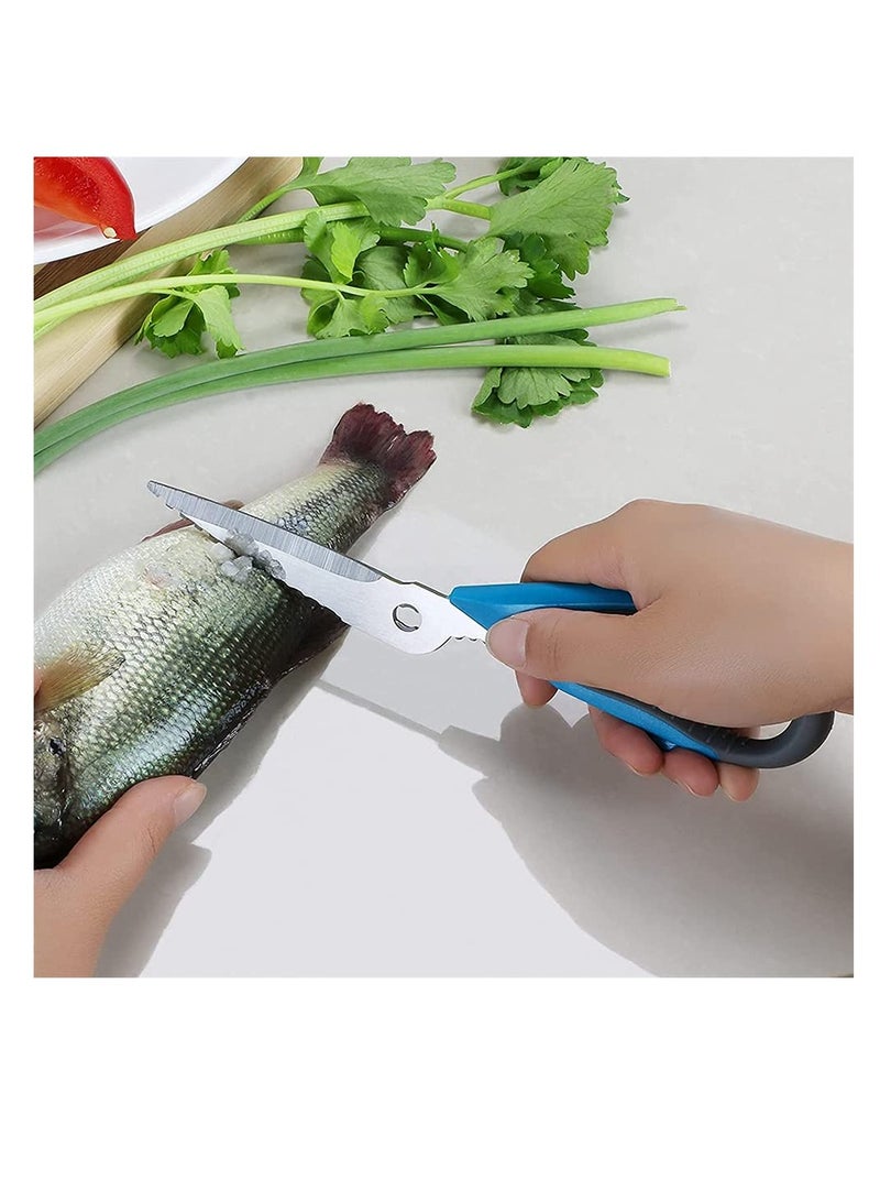 Kitchen Scissors, Detachable Kitchen Household Multifunctional Scissors, Premium Ultra Sharp Stainless Steel Kitchen Scissors for Poultry, Chicken, Meat, Food, Vegetables, Seafood, BBQ (Blue) - Image 2