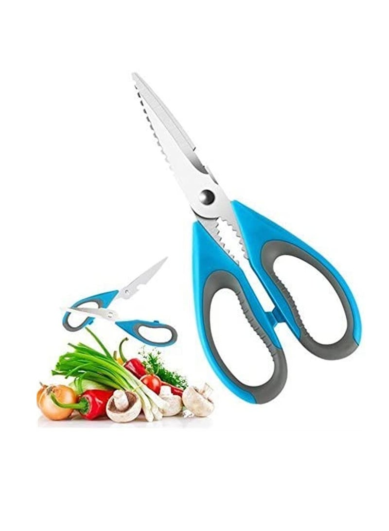 Kitchen Scissors, Detachable Kitchen Household Multifunctional Scissors, Premium Ultra Sharp Stainless Steel Kitchen Scissors for Poultry, Chicken, Meat, Food, Vegetables, Seafood, BBQ (Blue) - Image 1