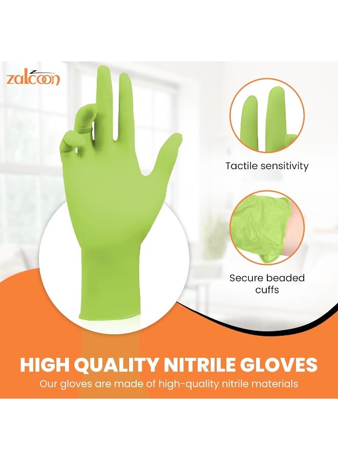 Zalcoon Disposable Gloves Nitrile Exam Gloves GREEN Powder-Free Non-Sterile Food Safe Cleaning Gloves, Small, Case of 500 (5 Pack x 100 Pieces)  - Image 2