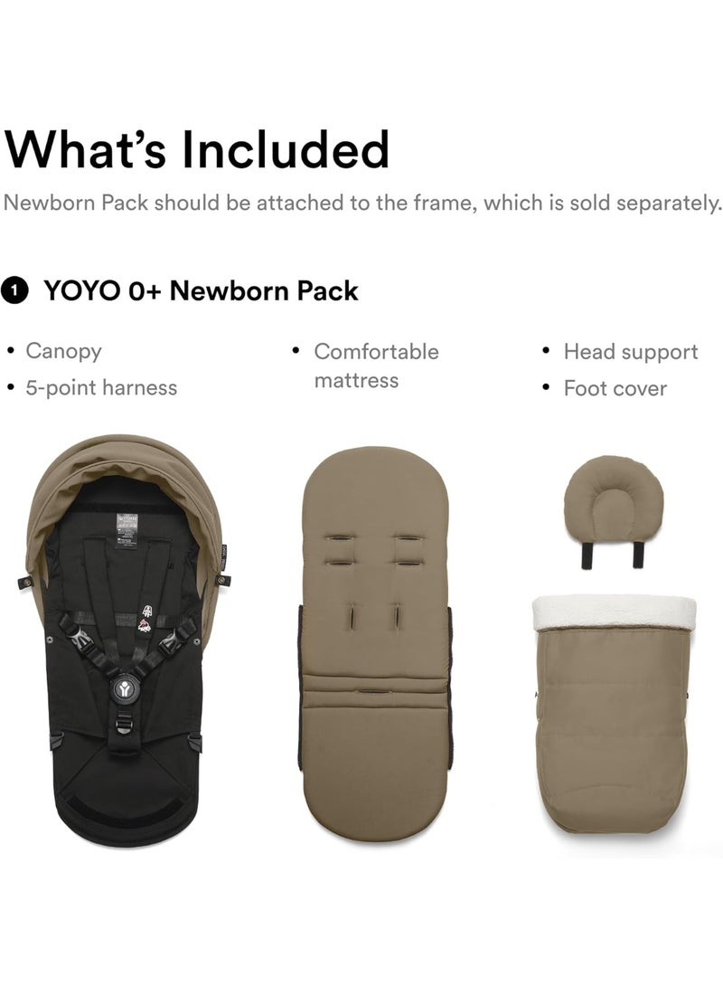 YOYO 0+ Newborn Pack - Includes Mattress, Extendable Canopy & Five-Point Harness - Requires YOYO Stroller Frame (Sold Separately) - Toffee - Image 2