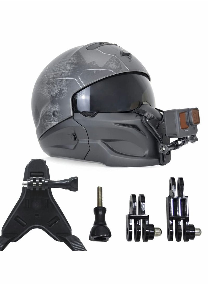 Y&D - Motorcycle Helmet Chin Mount for Gopro Camera Strap Holder with Extension Swivel Arm Compatible Hero 10/9/8/7/6/5 Dji Action Bracket Accessories Black - Image 1