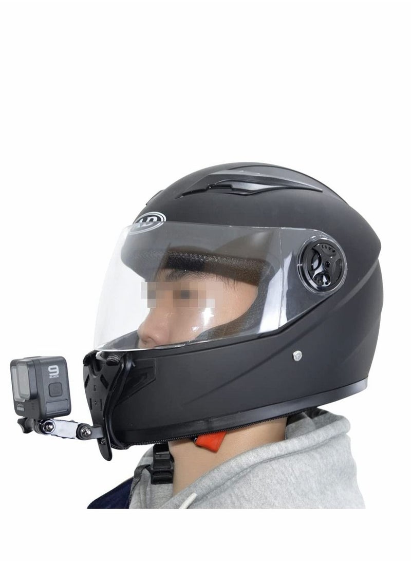 Y&D - Motorcycle Helmet Chin Mount for Gopro Camera Strap Holder with Extension Swivel Arm Compatible Hero 10/9/8/7/6/5 Dji Action Bracket Accessories Black - Image 1