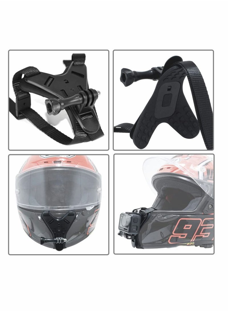 Y&D - Motorcycle Helmet Chin Mount for Gopro Camera Strap Holder with Extension Swivel Arm Compatible Hero 10/9/8/7/6/5 Dji Action Bracket Accessories Black - Image 1