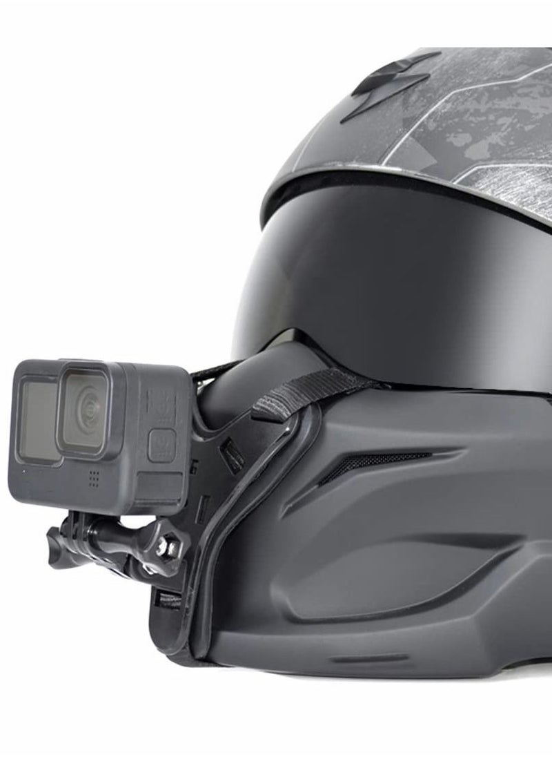 Y&D - Motorcycle Helmet Chin Mount for Gopro Camera Strap Holder with Extension Swivel Arm Compatible Hero 10/9/8/7/6/5 Dji Action Bracket Accessories Black - Image 1