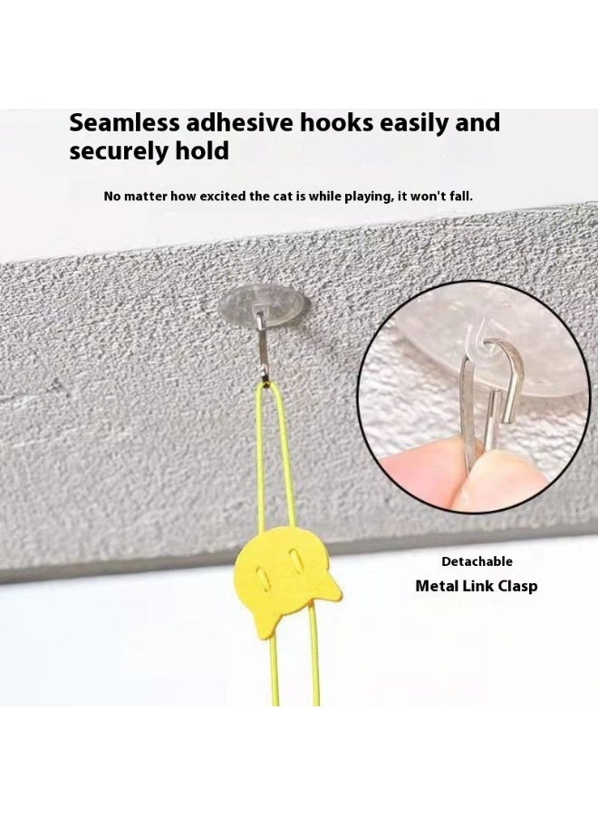 6-Pack Adhesive Wall-Mounted Cat Spring Toys with Bell – Interactive Feather Set, Durable & Safe, Multi-Surface Stick, Self-Play for Indoor Cats - Image 5