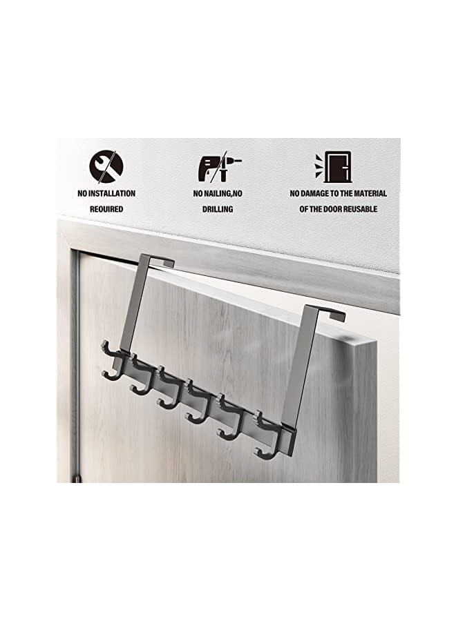 PROMASS promass Over Door Hook, Heavy-Duty Door Hanger Hook with 6 Dual Hooks, Sturdy Over The Door Hanger Hook for Hanging Coat, Towel, Bag, Robe, Hat, Aluminum  - Image 2